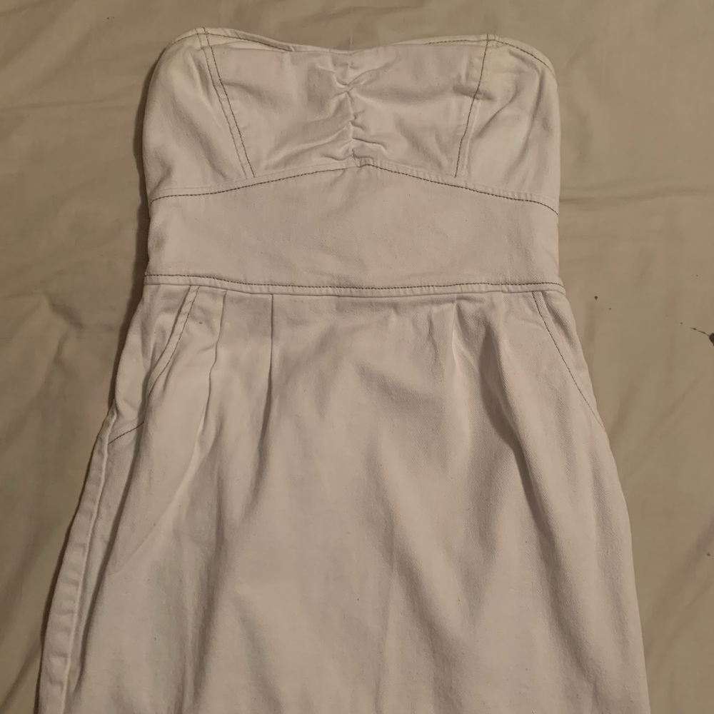 white strapless denim dress